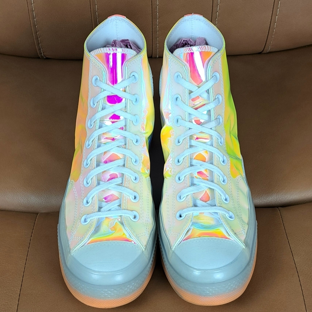 Converse Chuck 70 Hi-Vis Iridescent High Top Sneakers Rainbow Patent Mens 12